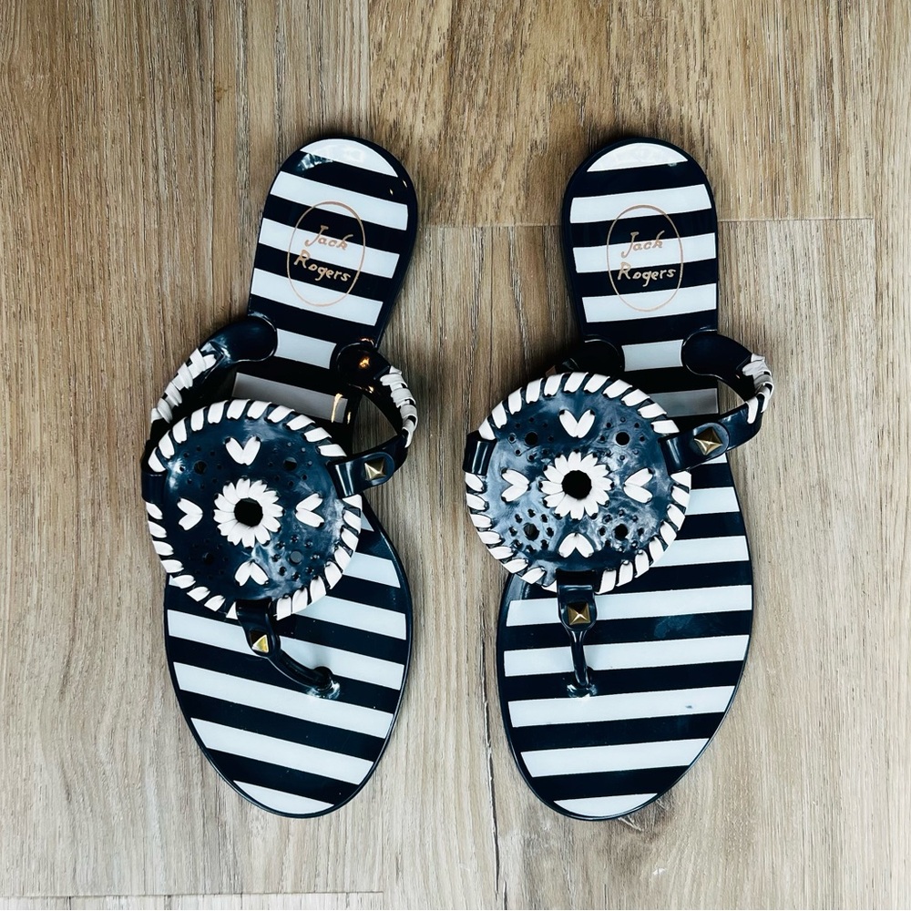 Jack Rogers Navy and White Striped Sandals size 6